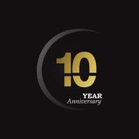 Ilustración de vector de aniversario de 10 años fundamento negro
