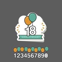 18 Year Anniversary Set Vector Template Design Illustration