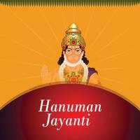 tarjeta de felicitación de celebración de hanuman jayanti y fondo con lord hanuman vector