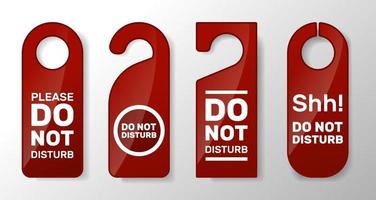 Do Not Disturb Sign Set. Sign for Close door in hotel. Warning Messages isolated on white background vector