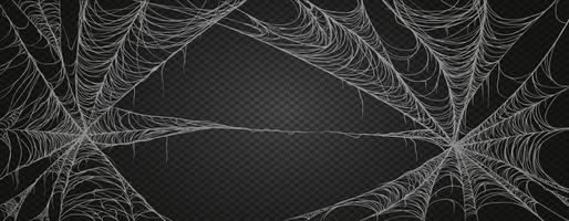 telaraña para halloween, espeluznante, aterradora, decoración de terror. conjunto de realismo de telaraña. aislado sobre fondo negro. vector