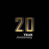 20 años aniversario logo vector plantilla diseño ilustración oro y negro