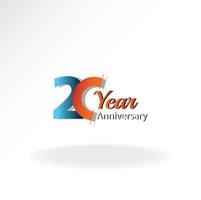 20 años aniversario logo vector plantilla diseño ilustración azul y blanco