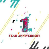 1 Year anniversary celebration vector template illustration
