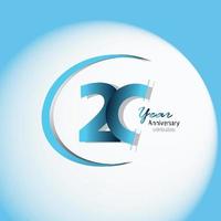 20 años aniversario logo vector plantilla diseño ilustración azul y blanco