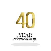 40 Year Anniversary Logo Vector Template Design Illustration gold and white