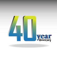 40 Year Anniversary Logo Vector Template Design Illustration blue and white