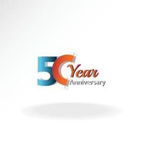 50 años aniversario logo vector plantilla diseño ilustración azul y blanco