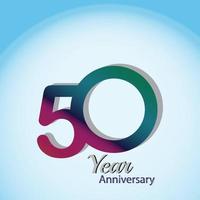 50 años aniversario logo vector plantilla diseño ilustración azul y blanco