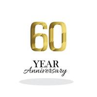 60 años aniversario logo vector plantilla diseño ilustración oro y blanco