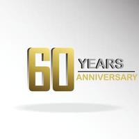 60 años aniversario logo vector plantilla diseño ilustración oro y blanco