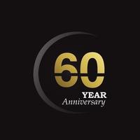 60 años aniversario logo vector plantilla diseño ilustración oro y negro