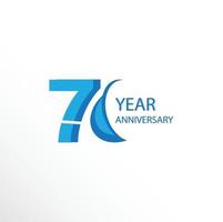 70 años aniversario logo vector plantilla diseño ilustración azul y blanco