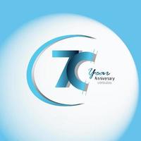 70 Year Anniversary Logo Vector Template Design Illustration blue and white