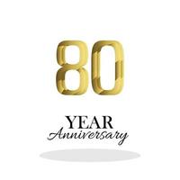 80 años aniversario logo vector plantilla diseño ilustración oro y blanco