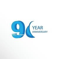 90 años aniversario logo vector plantilla diseño ilustración azul y blanco