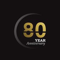 80 Year Anniversary Logo Vector Template Design Illustration gold and black