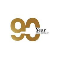 90 Year Anniversary Logo Vector Template Design Illustration gold and white