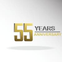 55 años aniversario logo vector plantilla diseño ilustración oro y blanco