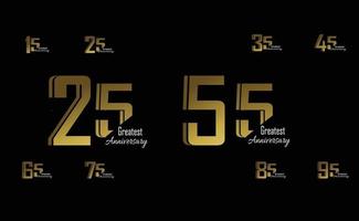 Set Year Anniversary Logo Vector Template Design Illustration gold elegant