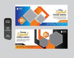 Food sales menu for web banner template set vector