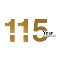 115 años aniversario logo vector plantilla diseño ilustración oro y blanco