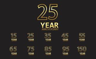 Set Year Anniversary Logo Vector Template Design Illustration gold elegant