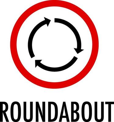 Roundabout sign on white background