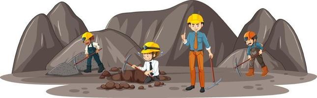 Coal mining scene with many engineers vector