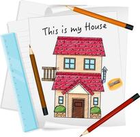 Sketch little house on paper isolated vector