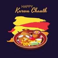 Ilustración vectorial de un fondo para la celebración del festival indio de karwa chauth. vector