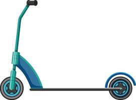Blue kick scooter in cartoon style isolated