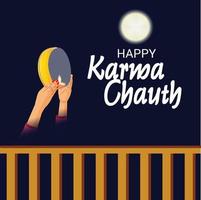 Ilustración vectorial de un fondo para la celebración del festival indio de karwa chauth. vector