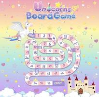 Board Game for kids in unicorn pastel color style template vector