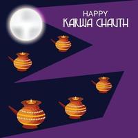 Ilustración vectorial de un fondo para la celebración del festival indio de karwa chauth. vector