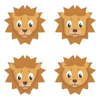 Set of cartoon lions. vector