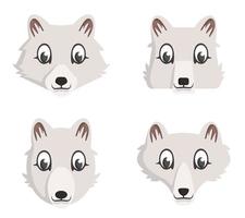 Set of cartoon arctic foxes. vector