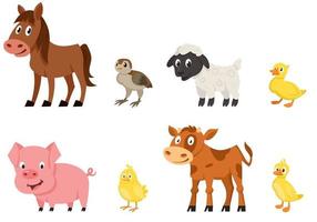 Set of young animals side view. vector