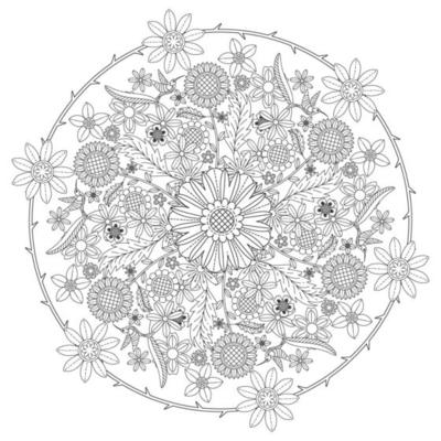 Circular Floral Pattern In Form Of Mandala, Decorative Ornament In Oriental Style, Ornamental Mandala Design Background With Vines Birds And Butterflies Free Vector