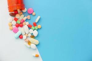 Close up of many colorful pills photo