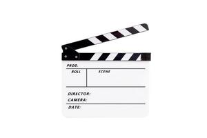 Clapper board for movie on a white background photo