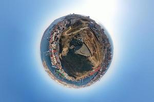 Seascape in tiny planet photography style in Vladivostok, Russia photo