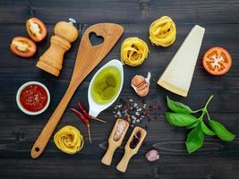 Fresh pasta meal ingredients photo