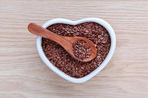 Flax seeds in wooden spoon