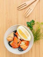 Fresh crab legs in a bowl photo