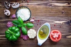 Fresh vegetables and herbs for cooking photo