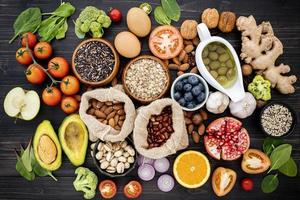 Group of healthy foods for a diet photo