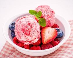 Strawberry ice cream with fruit photo