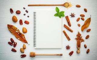 Notebook and spices photo
