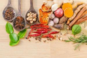 Top view of cooking spices photo